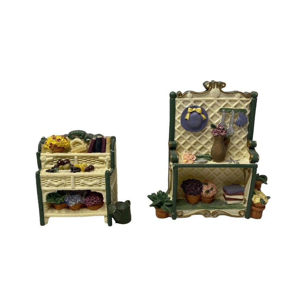 Avon Collectibles Victorian Memories Miniature Doll Furniture Wicker Garden 2pc